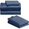 imageCalifornia Design Den Bedding Bundle  Twin XL Sheet Set with 3 Pillowcases 500 Thread Count 100 Cotton Sateen Navy Blue