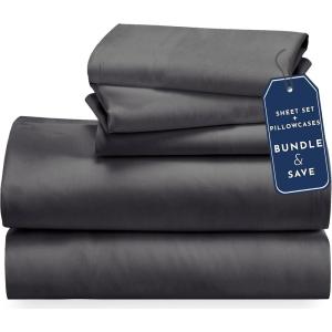image5 Piece Twin XL Size Sheet Set with 3 Pillowcases  Soft 100 Cotton Sateen Grey