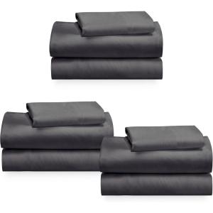 imageCalifornia Design Den 3Pack Twin XL Sheet Sets 100 Cotton Sateen Includes 3 Flat 3 Fitted ampamp 3 Pillowcases Grey