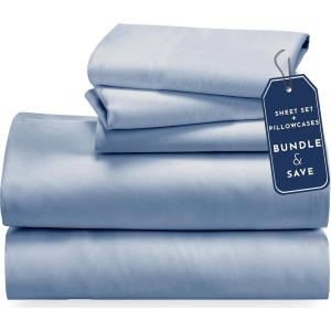 imageCalifornia Design Den 5 Piece Twin XL Size Sheet Set with 3 Pillowcases  Soft 100 Cotton Sateen Blue Hydrangea