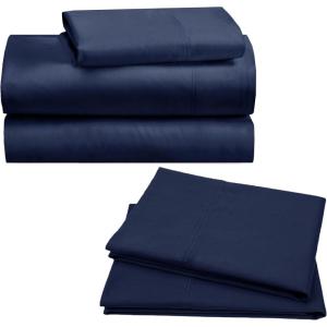 imageCalifornia Design Den Bedding Bundle  Twin XL Sheet Set with 3 Pillowcases 100 Organic Cotton Percale Navy
