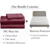 imageCalifornia Design Den 4 Piece Twin XL Size Sheet Set Burgundy Red and Waterproof Mattress Protector White Bundle  400 Thread Count 100 Cotton Sateen 3 Piece Sheet Set with 1 Mattress Protector