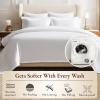 image5 Piece California King Size Sheet Set Blue Hydrangea and Waterproof Mattress Protector White Bundle  100 Organic Cotton Percale 4 Piece Sheet Set with 1 Mattress Protector