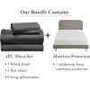 image5 Piece California King Size Sheet Set Grey and Waterproof Mattress Protector White Bundle  Rayon from Bamboo Sateen 4 Piece Sheet Set with 1 Mattress Protector