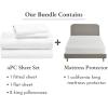 image5 Piece California King Size Sheet Set and Waterproof Mattress Protector Bundle  500 Thread Count 100 Cotton Sateen 4 Piece Sheet Set with 1 Mattress Protector White