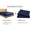imageCalifornia Design Den Bedding Bundle  Cal King Fitted Sheet with 2 Pillowcases 100 Organic Cotton Percale Navy Blue