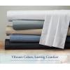 imageCalifornia Design Den Queen Size Bed Set 400 Thread Count 100 Cotton Sateen Sheets Deep Pocket Cooling Plaid41  Striped Blue Hydrangea