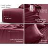 imageCalifornia Design Den Queen Size Bed Set 400 Thread Count 100 Cotton Sateen Sheets Deep Pocket Cooling PlaidBurgundy Red