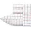 imageCalifornia Design Den Queen Size Bed Set 400 Thread Count 100 Cotton Sateen Sheets Deep Pocket Cooling PlaidPattern  Plaid