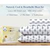 imageCalifornia Design Den Queen Size Bed Set 400 Thread Count 100 Cotton Sateen Sheets Deep Pocket Cooling PlaidPattern Paisley  WhiteNavy Blue