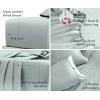 imageCalifornia Design Den Queen Size Bed Set 400 Thread Count 100 Cotton Sateen Sheets Deep Pocket Cooling PlaidSilver Sage