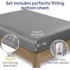 imageCalifornia Design Den Queen Size Bed Set 400 Thread Count 100 Cotton Sateen Sheets Deep Pocket Cooling PlaidSlate Gray
