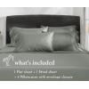 imageCalifornia Design Den Queen Size Bed Set 400 Thread Count 100 Cotton Sateen Sheets Deep Pocket Cooling PlaidSlate Gray