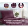 imageCalifornia Design Den Queen Size Bed Set 400 Thread Count 100 Cotton Sateen Sheets Deep Pocket Cooling PlaidSoft Plum