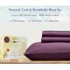 imageCalifornia Design Den Queen Size Bed Set 400 Thread Count 100 Cotton Sateen Sheets Deep Pocket Cooling PlaidSoft Plum