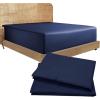 imageCalifornia Design Den Bedding Bundle  Cal King Fitted Sheet with 2 Pillowcases 100 Organic Cotton Percale Navy Blue