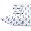 imageCalifornia Design Den Queen Size Bed Set 400 Thread Count 100 Cotton Sateen Sheets Deep Pocket Cooling PlaidPattern Paisley  WhiteNavy Blue