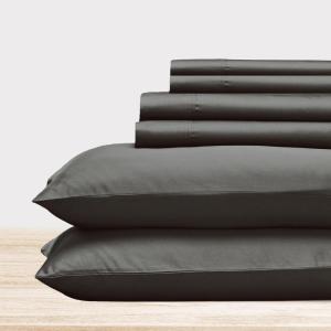 imageCalifornia Design Den Queen Size Bed Set 400 Thread Count 100 Cotton Sateen Sheets Deep Pocket Cooling PlaidGrey
