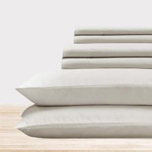 imageCalifornia Design Den Queen Size Bed Set 400 Thread Count 100 Cotton Sateen Sheets Deep Pocket Cooling PlaidIvory