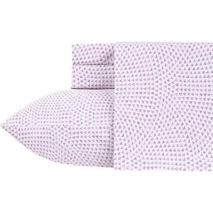 imageCalifornia Design Den Queen Size Bed Set 400 Thread Count 100 Cotton Sateen Sheets Deep Pocket Cooling PlaidSunrise Lavender