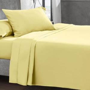 imageCalifornia Design Den Queen Size Bed Set 400 Thread Count 100 Cotton Sateen Sheets Deep Pocket Cooling PlaidSunshine Yellow