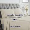 imageCalifornia Design Den Certified 100 Egyptian Cotton Sheets Queen Size Bed Set  Crisp Percale Queen Sheet Set Deep Pocket Cool ampamp Durable Luxury Bedding  WhiteBeige