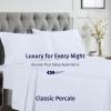 imageCalifornia Design Den Certified 100 Egyptian Cotton Sheets Queen Size Bed Set  Crisp Percale Queen Sheet Set Deep Pocket Cool ampamp Durable Luxury Bedding  WhiteBright White