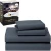imageCalifornia Design Den Certified 100 Egyptian Cotton Sheets Queen Size Bed Set  Crisp Percale Queen Sheet Set Deep Pocket Cool ampamp Durable Luxury Bedding  WhiteMineral Blue