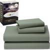 imageCalifornia Design Den Certified 100 Egyptian Cotton Sheets Queen Size Bed Set  Crisp Percale Queen Sheet Set Deep Pocket Cool ampamp Durable Luxury Bedding  WhiteSage Mist