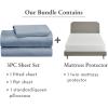 imageCalifornia Design Den 4 Piece Twin Size Sheet Set Blue Hydrangea and Waterproof Mattress Protector White Bundle  100 Organic Cotton Percale 3 Piece Sheet Set with 1 Mattress Protector