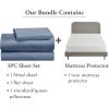 imageCalifornia Design Den 4 Piece Twin Size Sheet Set Blue Hydrangea and Waterproof Mattress Protector White Bundle  Rayon from Bamboo Sateen 3 Piece Sheet Set with 1 Mattress Protector
