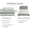 imageCalifornia Design Den 4 Piece Twin Size Sheet Set Silver Sage and Waterproof Mattress Protector White Bundle  Soft 100 Cotton Sateen 3 Piece Sheet Set with 1 Mattress Protector