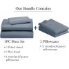 imageCalifornia Design Den 5 Piece Twin Size Sheet Set with 3 Pillowcases 600 Thread Count 100 Cotton Sateen Pastel Blue