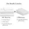 imageCalifornia Design Den 5 Piece Twin Size Sheet Set with 3 Pillowcases 600 Thread Count 100 Cotton Sateen White