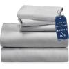 imageCalifornia Design Den 5 Piece Twin Size Sheet Set with 3 Pillowcases  Soft 100 Cotton Sateen Light Grey