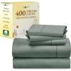 imageCalifornia Design Den 5 Piece Twin Size Sheet Set with 3 Pillowcases 400 Thread Count 100 Cotton Sateen Sage Green