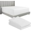 imageCalifornia Design Den Bedding Bundle  Twin Fitted Sheet with 2 Pillowcases 600 Thread Count 100 Cotton Sateen White