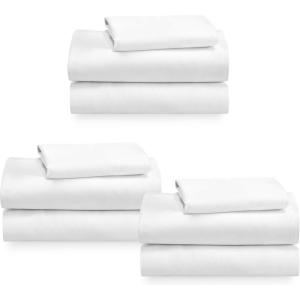 imageCalifornia Design Den 3Pack Twin Sheet Sets 100 Cotton Sateen Includes 3 Flat 3 Fitted ampamp 3 Pillowcases White