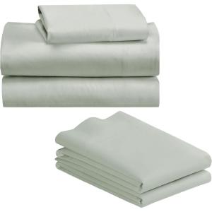imageCalifornia Design Den Bedding Bundle  Twin Sheet Set with 3 Pillowcases 500 Thread Count 100 Cotton Sateen Silver Sage