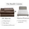image4 Piece Twin Size Sheet Set Chocolate Rich Brown and Waterproof Mattress Protector White Bundle  400 Thread Count 100 Cotton Sateen 3 Piece Sheet Set with 1 Mattress Protector