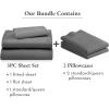 image5 Piece Twin Size Sheet Set with 3 Pillowcases 600 Thread Count 100 Cotton Sateen Grey