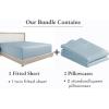 imageCalifornia Design Den 3Piece Bundle  Fitted Sheet with 2 Pillowcases 400 Thread Count 100 Cotton Sateen Deep Pockets Twin Size Sky Blue