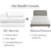 imageCalifornia Design Den 4 Piece Bedding Bundle  3 Piece White Sheet Set 800 Thread Count 100 Cotton Sateen with 1 White Mattress Protector  Twin
