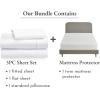 imageCalifornia Design Den 4 Piece Twin Size Sheet Set Antique White and Waterproof Mattress Protector White Bundle  400 Thread Count 100 Cotton Sateen 3 Piece Sheet Set with 1 Mattress Protector