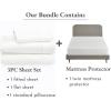 imageCalifornia Design Den 4 Piece Twin Size Sheet Set Ivory and Waterproof Mattress Protector White Bundle  400 Thread Count 100 Cotton Sateen 3 Piece Sheet Set with 1 Mattress Protector