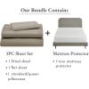 imageCalifornia Design Den 4 Piece Twin Size Sheet Set Taupe and Waterproof Mattress Protector White Bundle  600 Thread Count 100 Cotton Sateen 3 Piece Sheet Set with 1 Mattress Protector