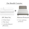 imageCalifornia Design Den 4 Piece Twin Size Sheet Set and Waterproof Mattress Protector Bundle  500 Thread Count 100 Cotton Sateen 3 Piece Sheet Set with 1 Mattress Protector White