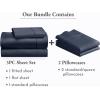 imageCalifornia Design Den 5 Piece Twin Size Sheet Set with 3 Pillowcases 400 Thread Count 100 Cotton Sateen Indigo Dusty Blue