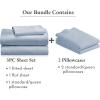 imageCalifornia Design Den 5 Piece Twin Size Sheet Set with 3 Pillowcases 600 Thread Count 100 Cotton Sateen Blue