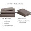 imageCalifornia Design Den 5 Piece Twin Size Sheet Set with 3 Pillowcases 600 Thread Count 100 Cotton Sateen Brown